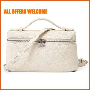 Small Leather Crossbody Bag with Top Handle, Detachable Strap, Quiet Luxury